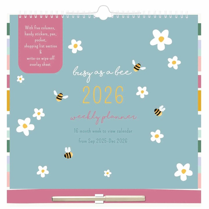 Bees & Flowers Week To View Family Planner 2026