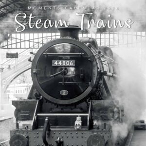 Black & White Steam Trains Calendar 2026