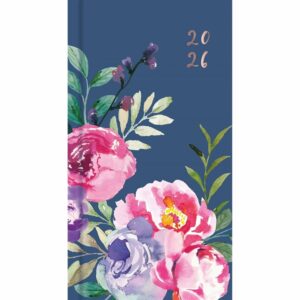 Blue Vintage Floral Slim Diary 2026