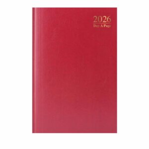 Dark Red Hardback Day To View A4 Diary 2026