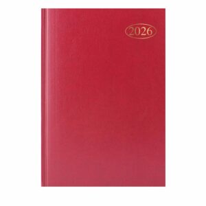 Dark Red Hardback Day To View A5 Diary 2026