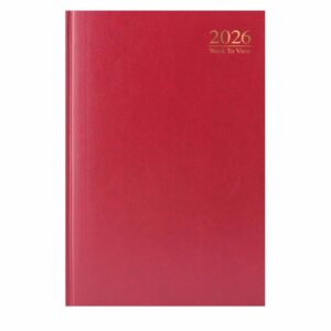 Dark Red Hardback Week To View A4 Diary 2026