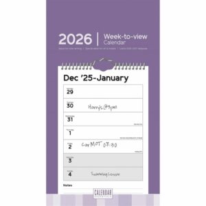 Essential Week-To-View Short Slim Calendar 2026