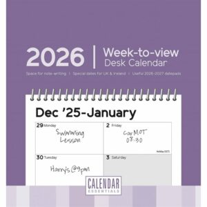 Essential Week-to-View Easel Desk Calendar 2026