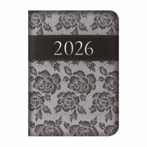 Grey Embroidered Roses A7 Diary 2026