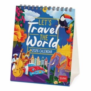 Lets Travel The World Easel Desk Calendar 2026