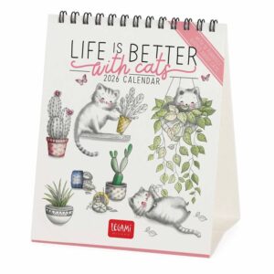 Life Is Better With Cats Easel Desk Calendar 2026