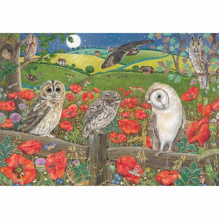 Owls in Poppy Fields Jigsaw