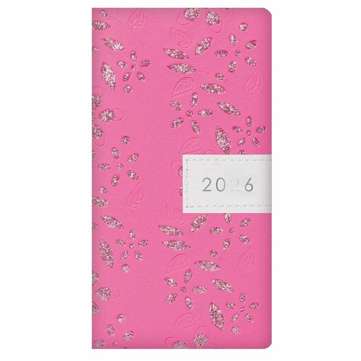 Pink Glitter Floral Sparkles Slim Diary 2026
