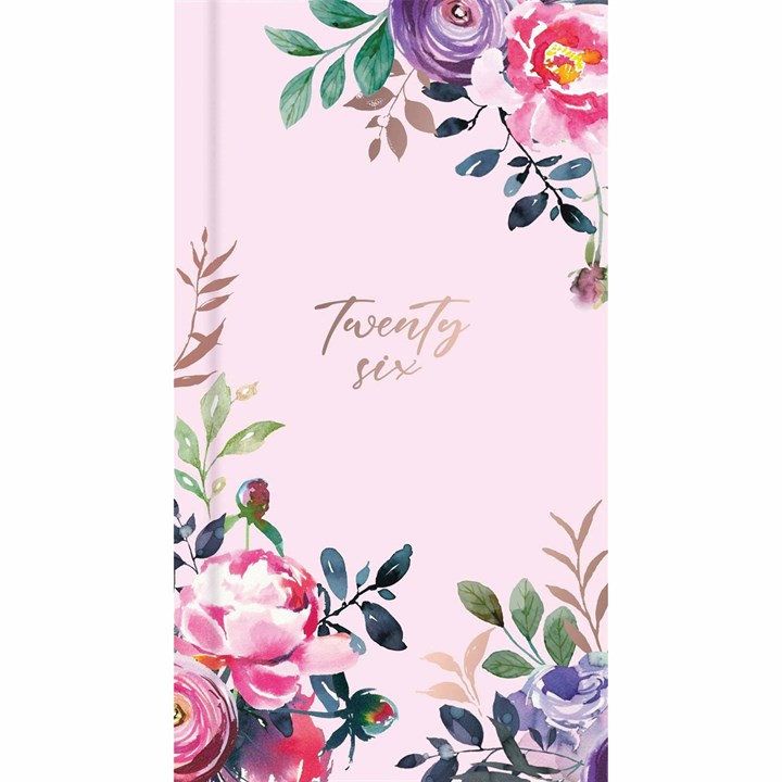 Pink Vintage Floral Slim Diary 2026