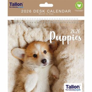 Puppies Easel Desk Calendar 2026