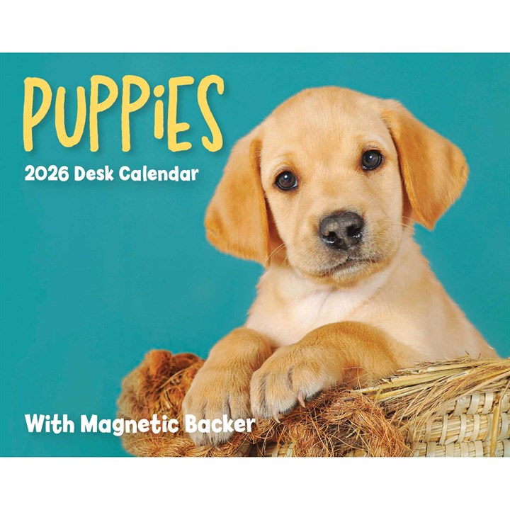 Puppies Mini Desk Calendar 2026