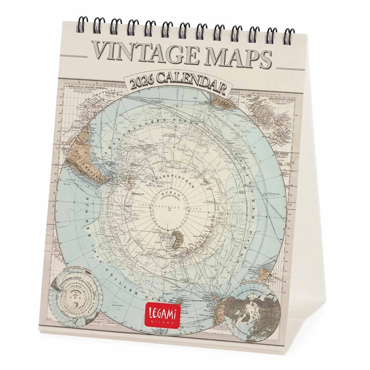 Vintage Maps Easel Desk Calendar 2026