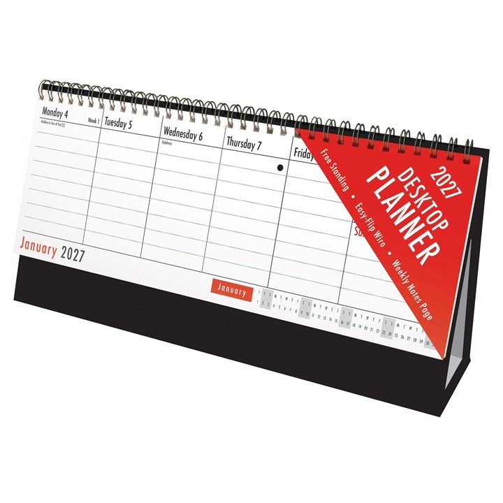 Basic Week To View Easel Desk Calendar 2027