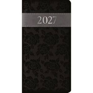 Black Embroidered Roses Slim Diary 2027
