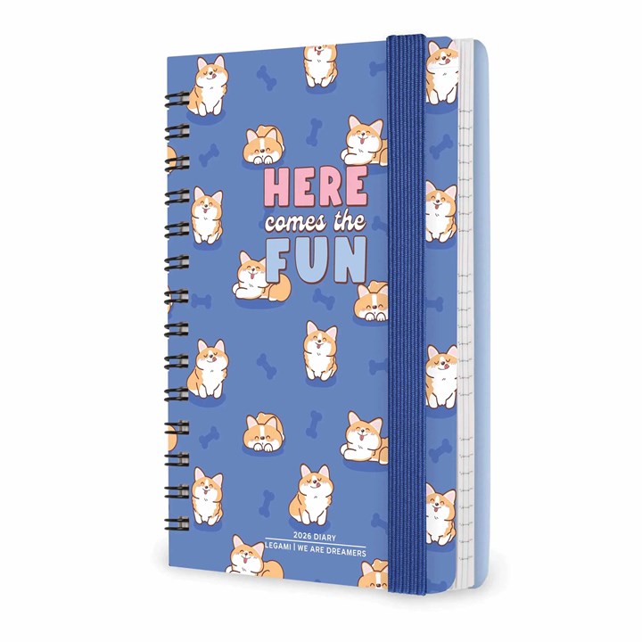 Blue Corgi Week-To-View A7 Diary 2026