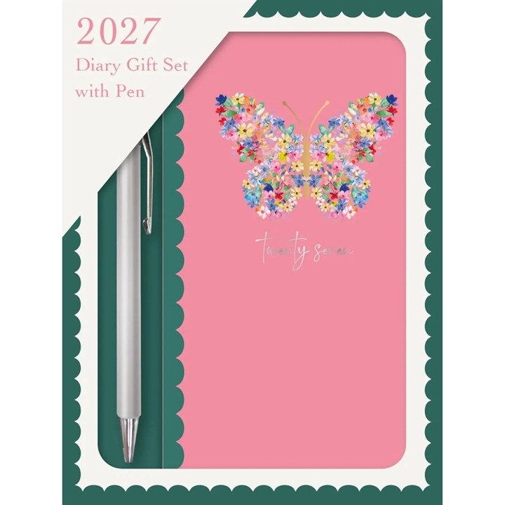 Butterfly Gift Set with Pen Slim Diary 2027