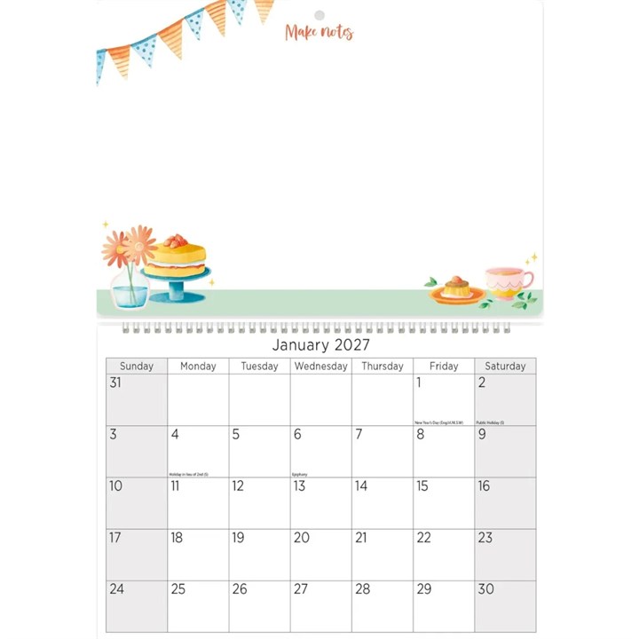 Cake Memo Calendar 2027