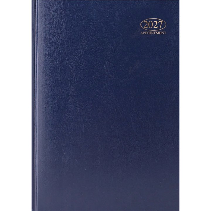 Dark Blue Hardback Day To View Appointment A4 Diary 2027