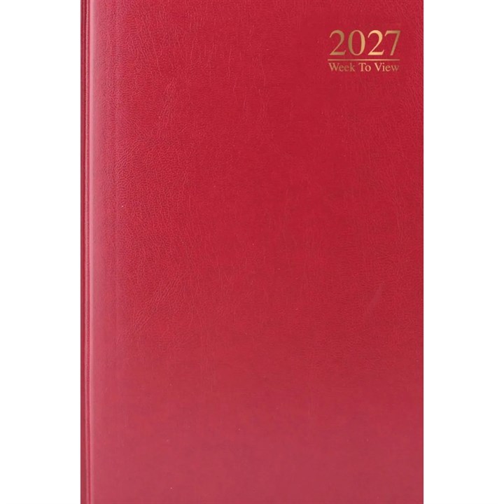 Dark Red Hardback Week To View A4 Diary 2027