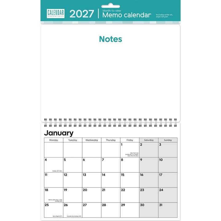 Essential Memo Calendar 2027