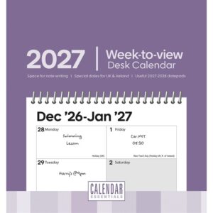 Essential Week-to-View Easel Desk Calendar 2027
