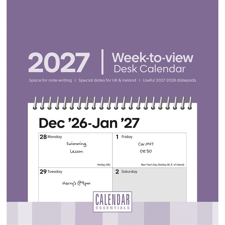 Essential Week-to-View Easel Desk Calendar 2027