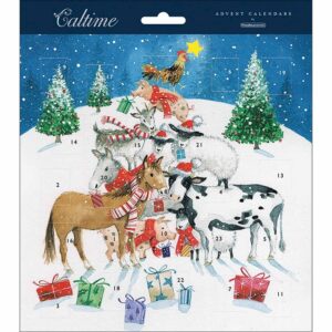 Festive Farmyard Animals Square Traditional Advent Calendar