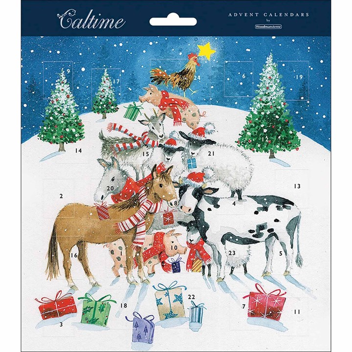 Festive Farmyard Animals Square Traditional Advent Calendar