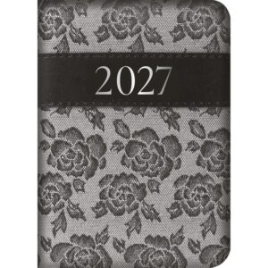 Grey Embroidered Roses A7 Diary 2027