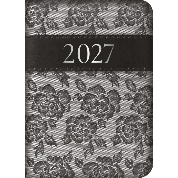 Grey Embroidered Roses A7 Diary 2027