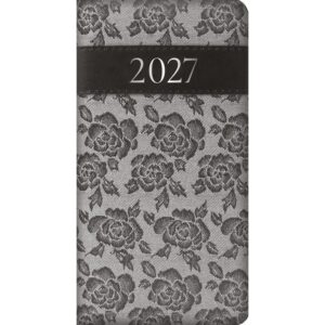 Grey Embroidered Roses Slim Diary 2027