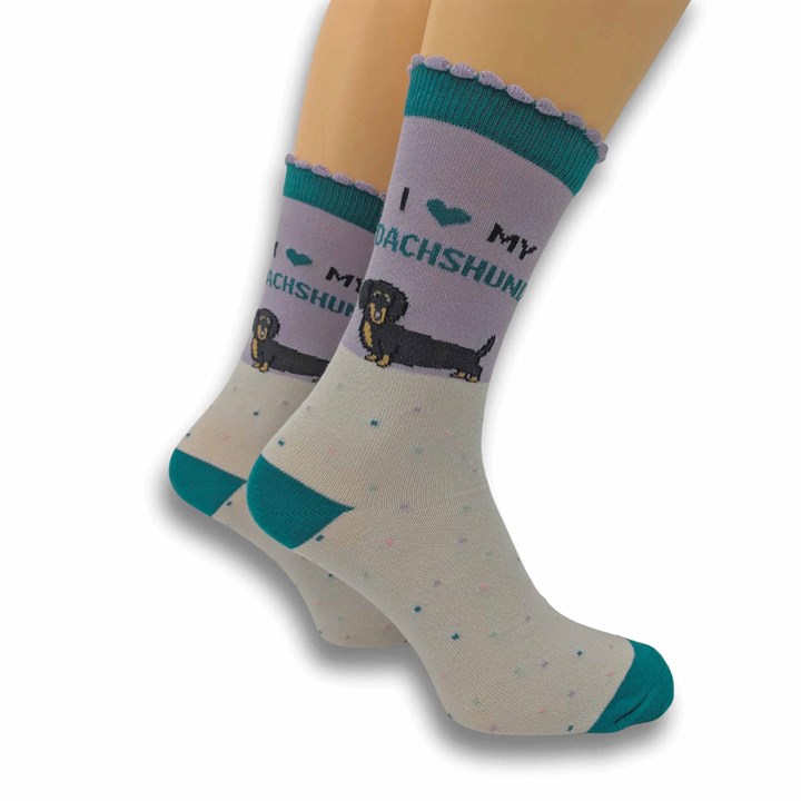 I Heart My Dachshund Socks - Size 4 - 8