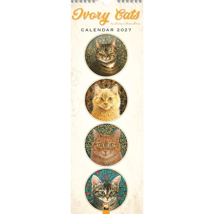 Ivory Cats Slim Calendar 2027