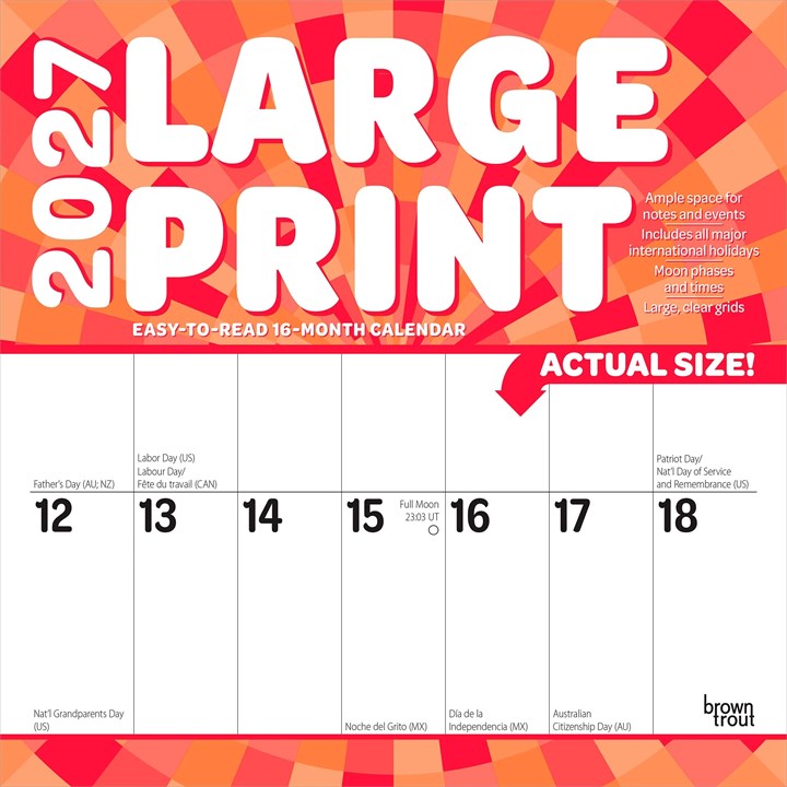 Large Print Calendar 2027