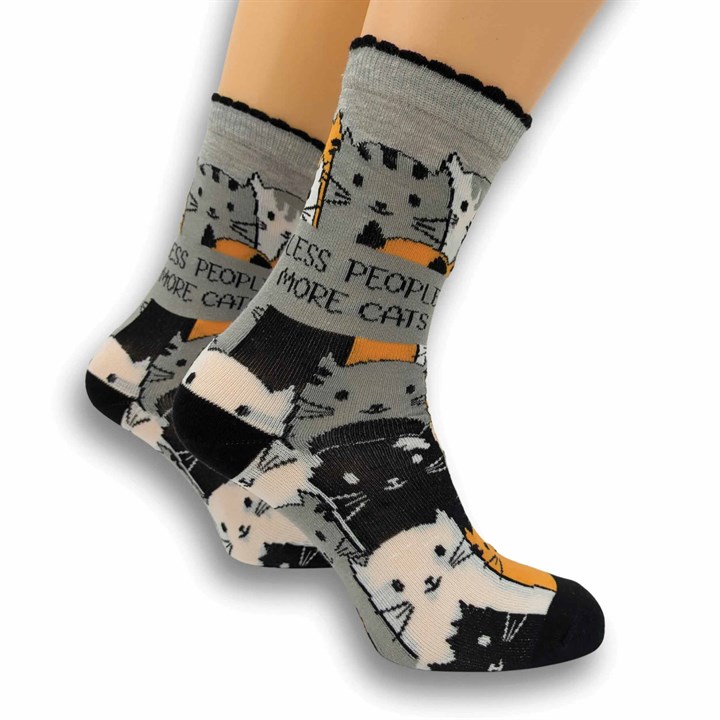 Less People More Cats Socks - Size 4 - 8