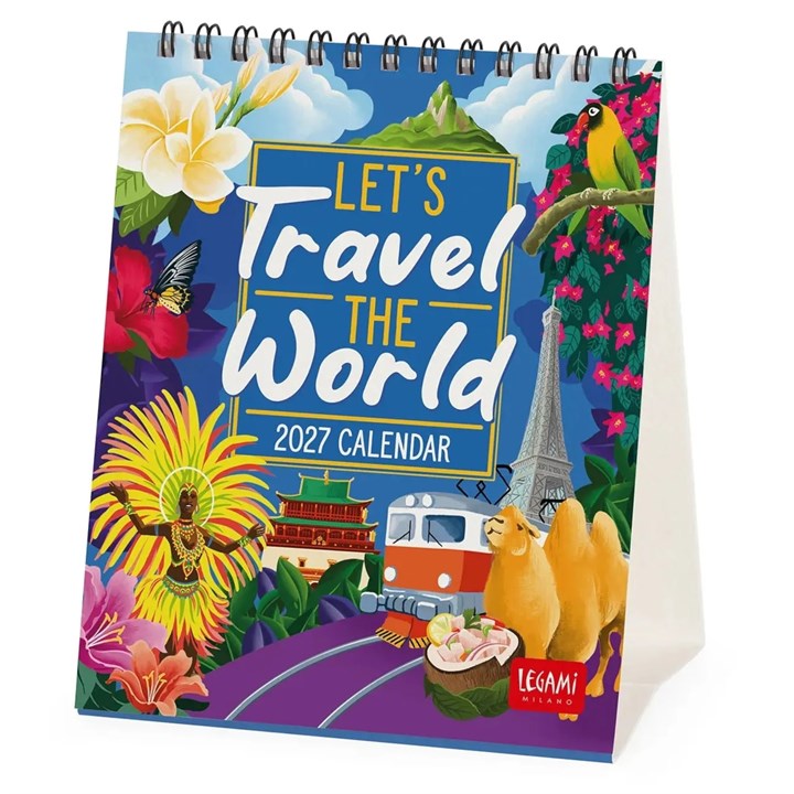 Let's Travel The World Easel Desk Calendar 2027
