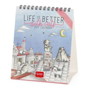 Life Is Better With Cats Easel Desk Calendar 2027