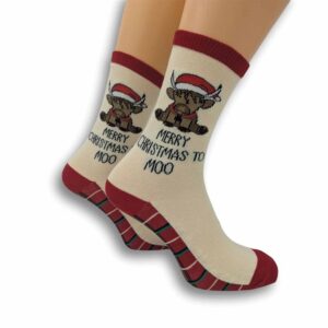 Merry Christmas to Moo Socks - Size 4 - 8