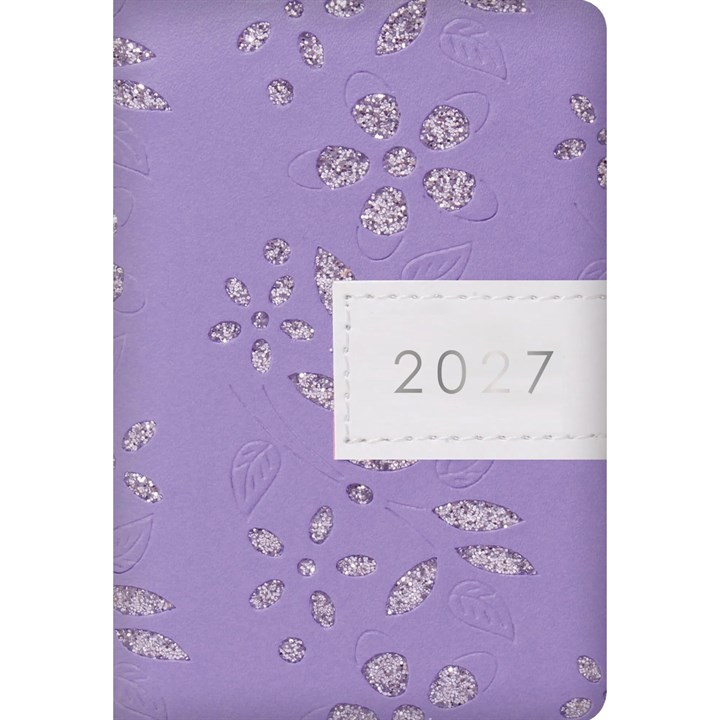 Purple Glitter Floral Sparkles A7 Diary 2027