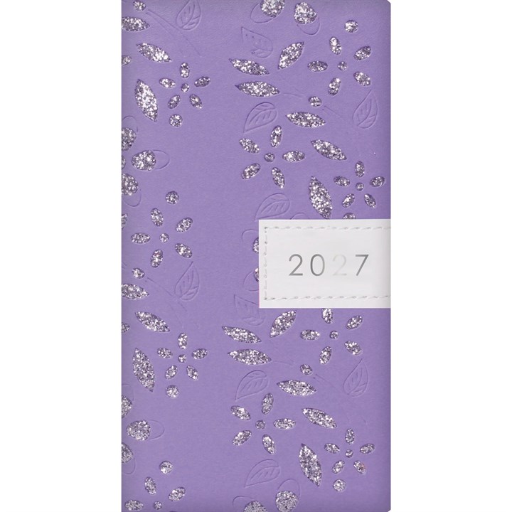 Purple Glitter Floral Sparkles Slim Diary 2027