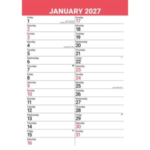 Red & Black Basic A3 Calendar 2027