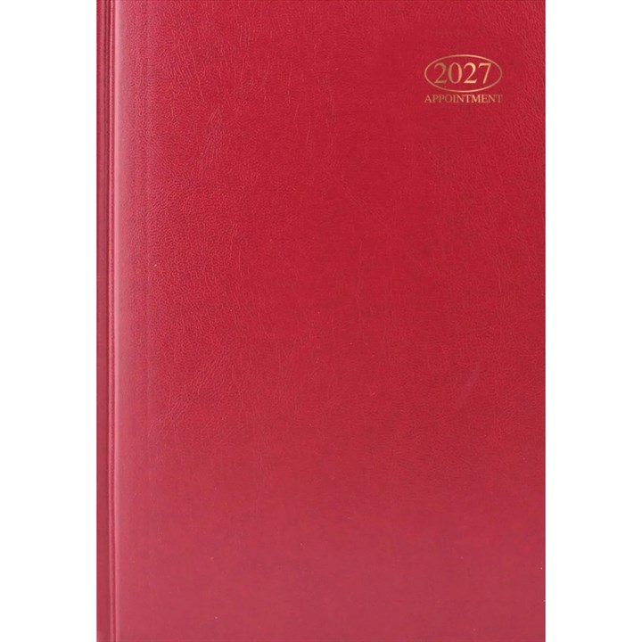 Red Hardback Day To View Appointment A4 Diary 2027
