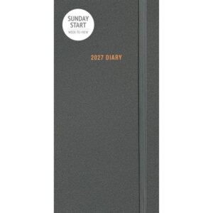 Sunday Start Charcoal Soft Touch Slim Diary 2027