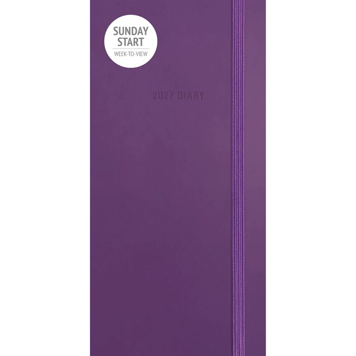 Sunday Start Purple Soft Touch Slim Diary 2027