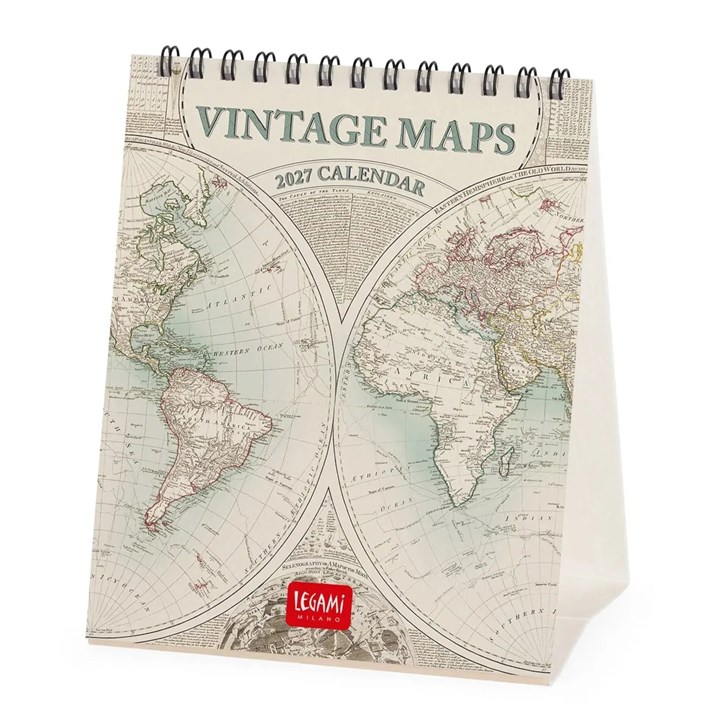 Vintage Maps Easel Desk Calendar 2027