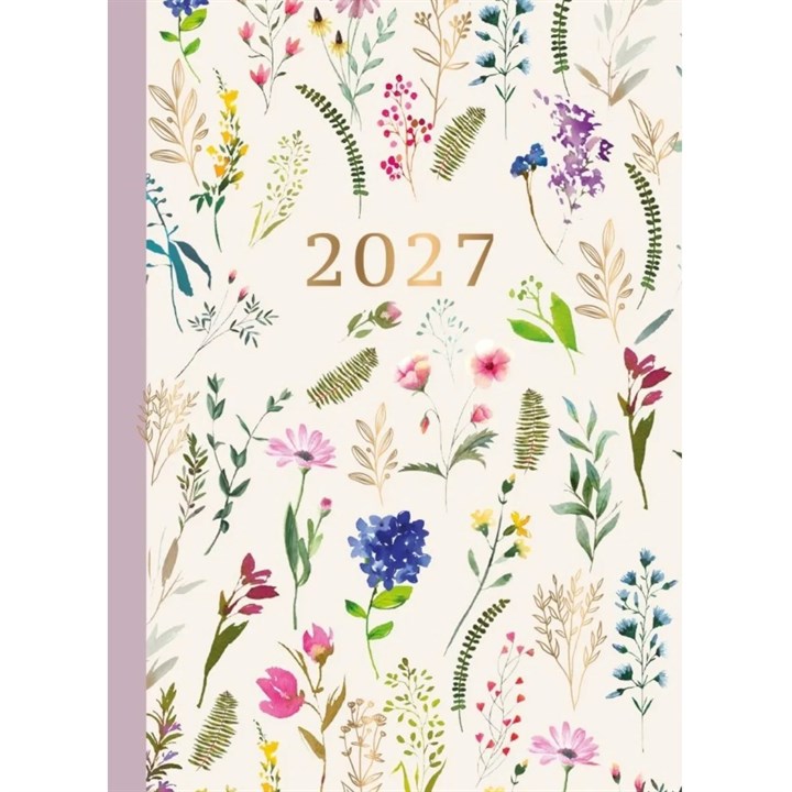 White Floral Meadow A7 Diary 2027
