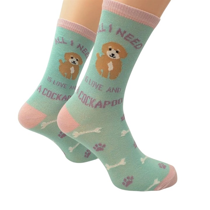 All I Need is Love and a Cockapoo Socks - Size 4 - 8