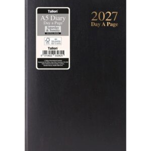 Black Hardback Day To View A5 Diary With Full Weekend 2027