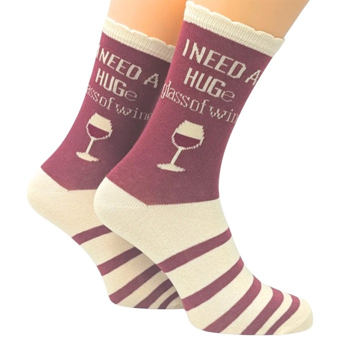 Huge Glass of Wine Socks - Size 4 - 8